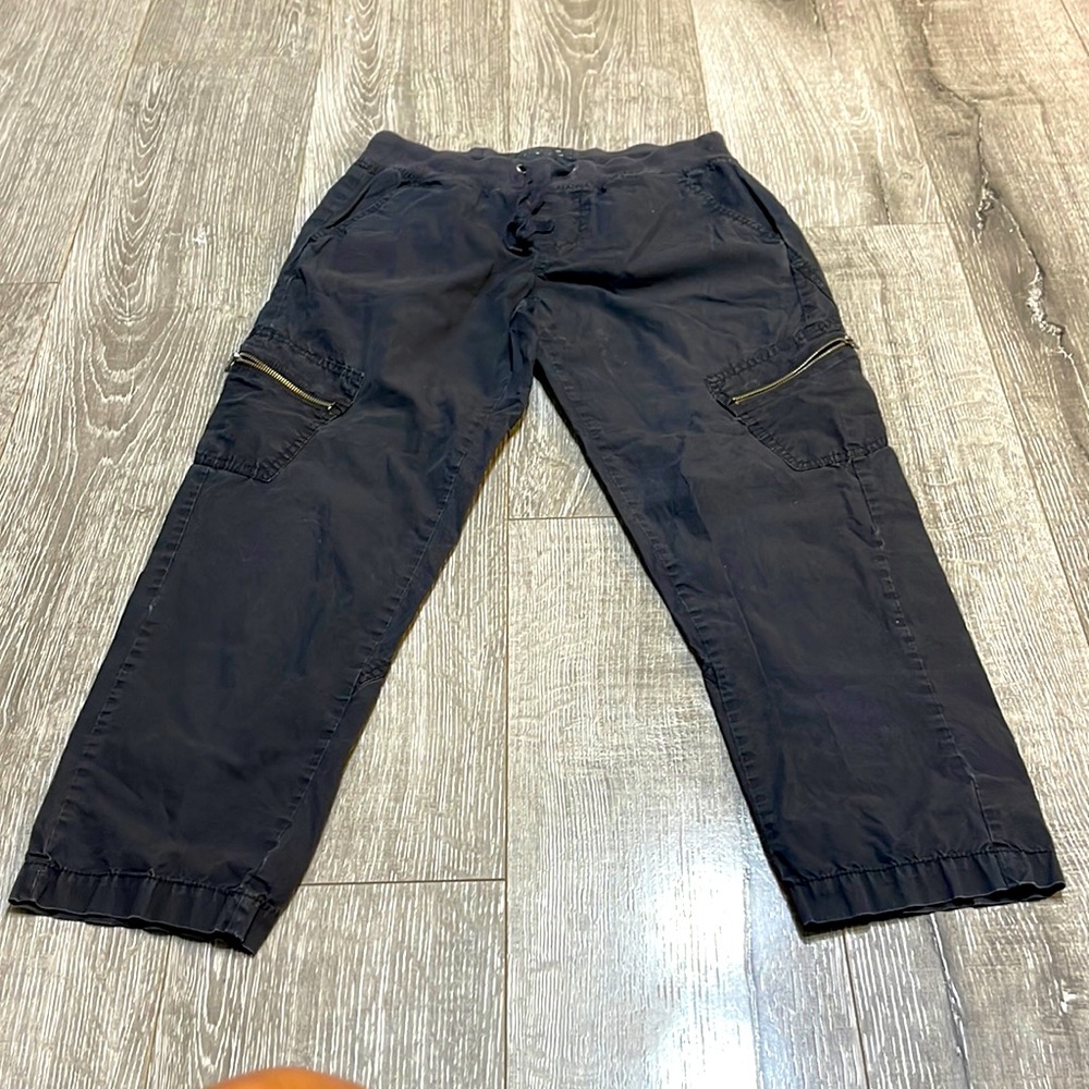 Black Cargo Capri Pant